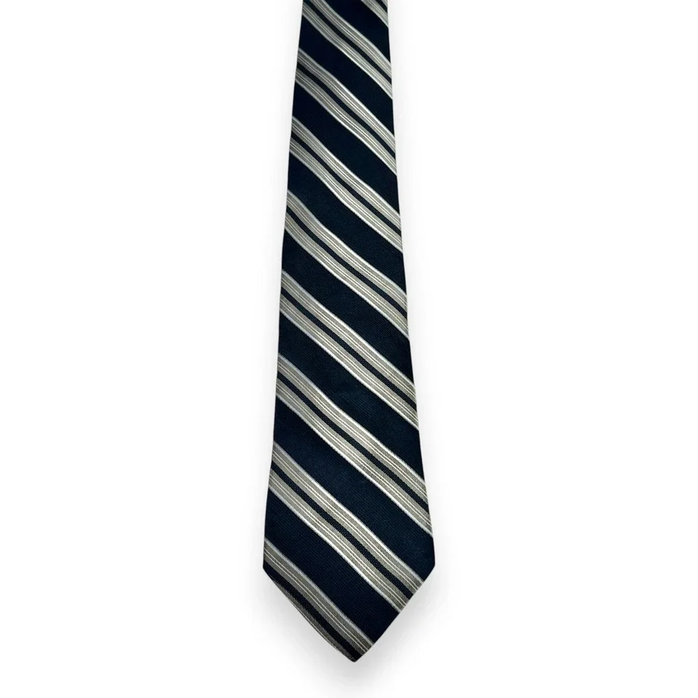 Express Mens‎ Silk Tie 62 x 3.5 LONG Navy Silver Stripe Business Tall Formal USA